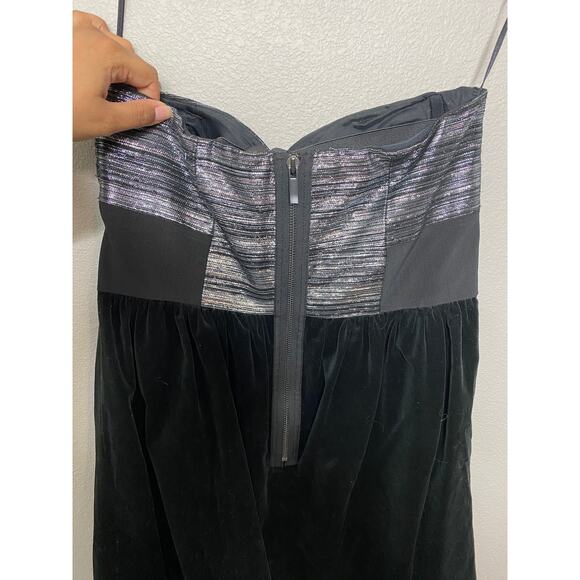 Tibi Strapless Silver Black Velvet Party Dress 6 - Picture 4 of 7